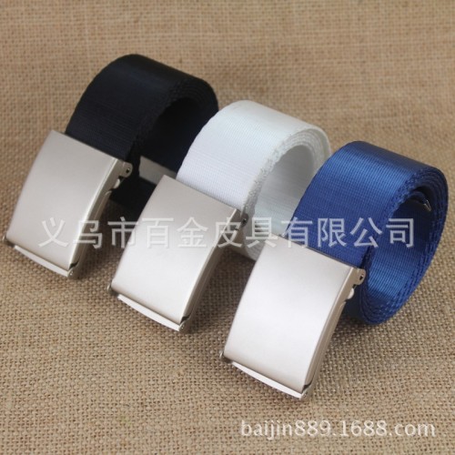 spot supply fashion korean polyester canvas belt turning plate buckle ribbon men and women casual couple waist accessories