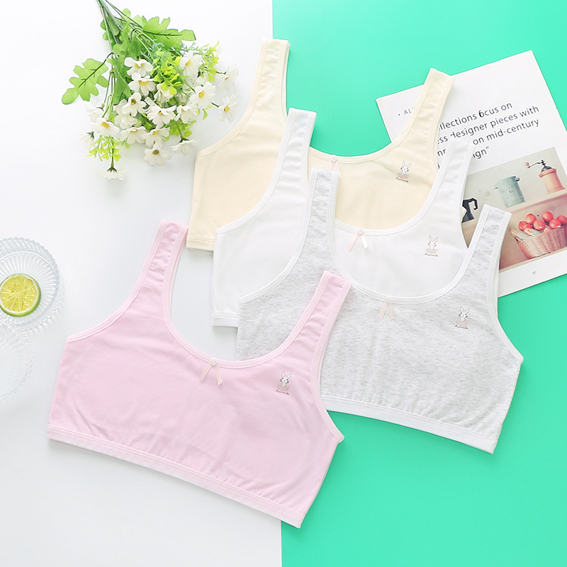 无排扣固定双肩带文胸日系蝴蝶结少女内衣透气后背全罩杯学生裹胸