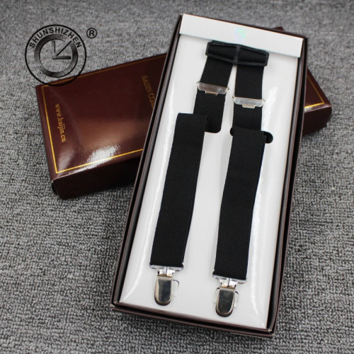 clockwise four clips h-type adult suspender suspenders elastic iron clip suspenders strong and durable black straps