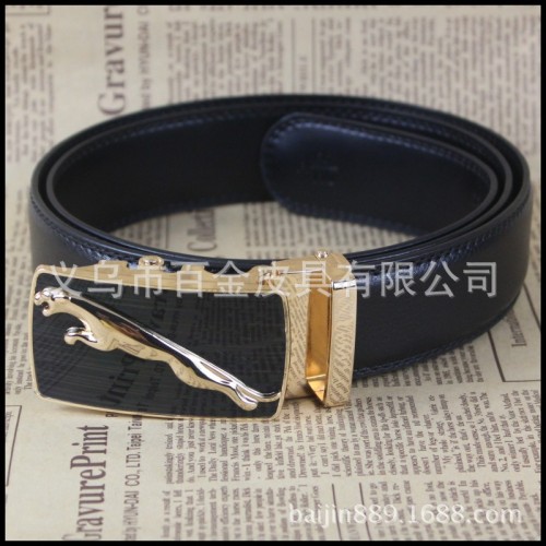 New Two-Layer Cowhide Men‘s Accessories Men‘s Business Solid Color Automatic Buckle Belt Frosted Commuter Men‘s Belt