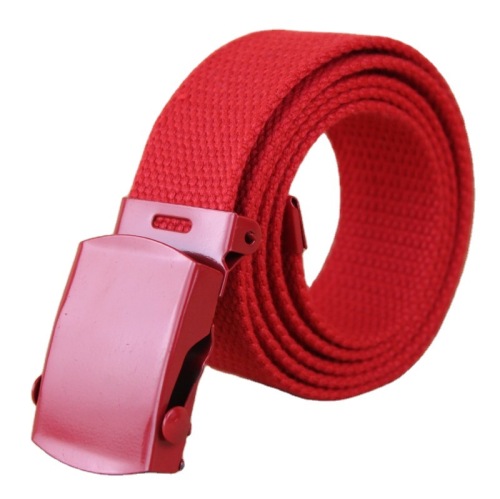 color round smooth army buckle canvas belt solid color men and women woven belt fashion casual wholesale waist accessories