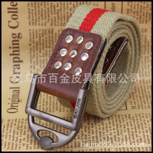 baijin men‘s and women‘s fashion belt casual double ring buckle canvas woven fabric one-piece generation adult belt