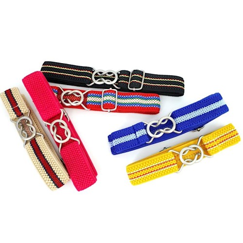 Fashion Buckle Children‘s Belt Elastic Woven Belt 8-Word Buckle Children‘s Elastic Accessories Belt 