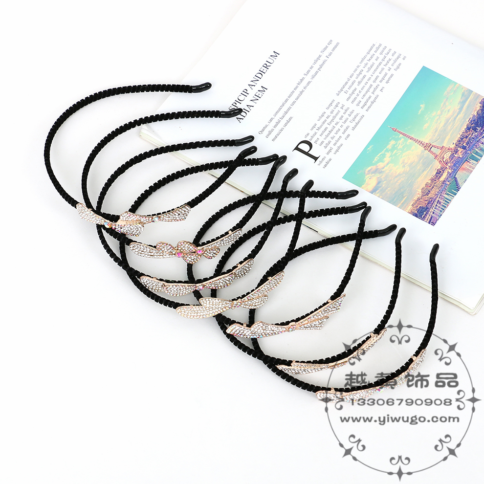 蝴蝶结头饰发箍女网红2021年新款金色水钻发卡发捆头箍百搭发饰品