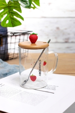 fresh strawberry borosilicate glass online popular gift cup tea cup water cup cover cup gift gift box