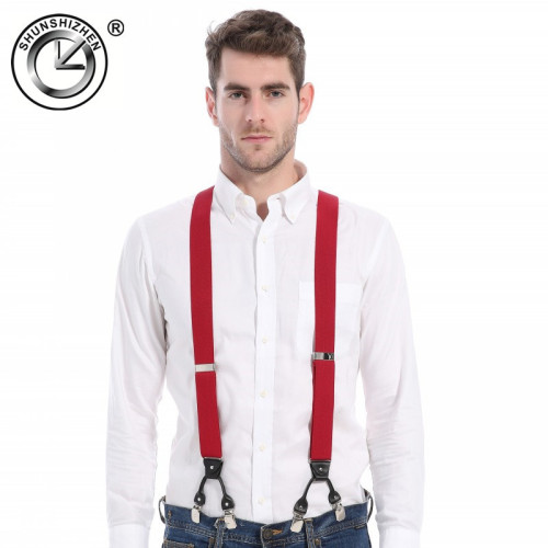 Clockwise Adult Shirt Formal Wear Accessories Casual Men‘s Six-Clip Cross-Border Supply Suit Pants Suspenders Strap Clip