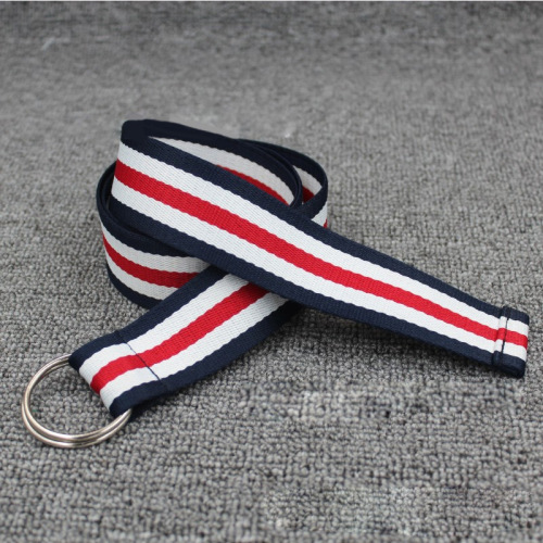 New Polyester Polyester Cotton Circle Belt Personality Double Ring Buckle Adult Waist Decorations Youth Stripes Single Circle Woven Belt