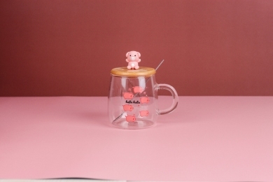fun piggy borosilicate glass online popular gift gift box cup tea cup water cup cover cup