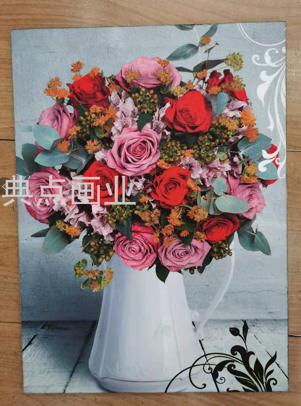 花卉木板画水晶画闪光装饰画MDF小清新画家庭酒店装饰画