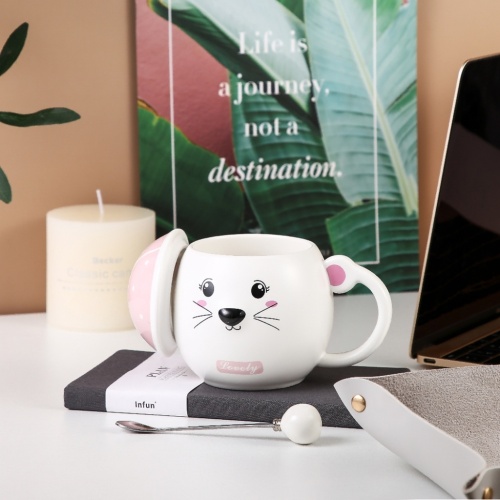 Cute Expression Ceramic Cup Office Home Online Popular Live Ceramic Cup Gift Cup Teacup Water Cup Cup with Cover
