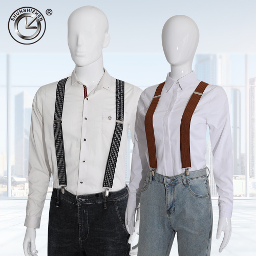 Men Women Casual Classic Adult Clockwise Universal Three Clip Suspenders Strap Cross-Border Supply One Piece Dropshipping