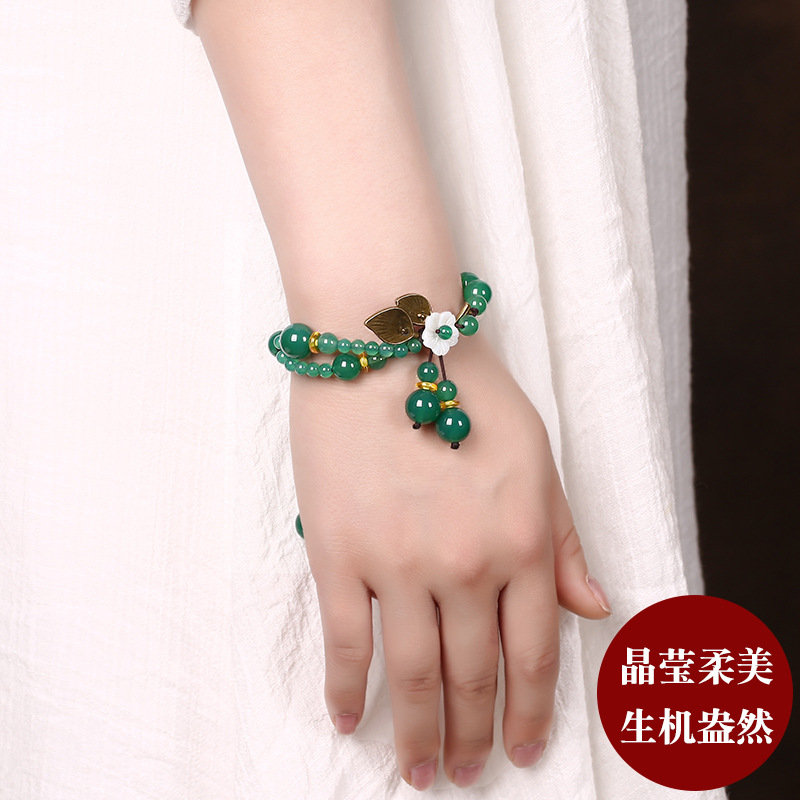 贝壳花玛瑙手链琉璃时尚民族风复古手串配饰贝壳花手饰情侣礼物女
