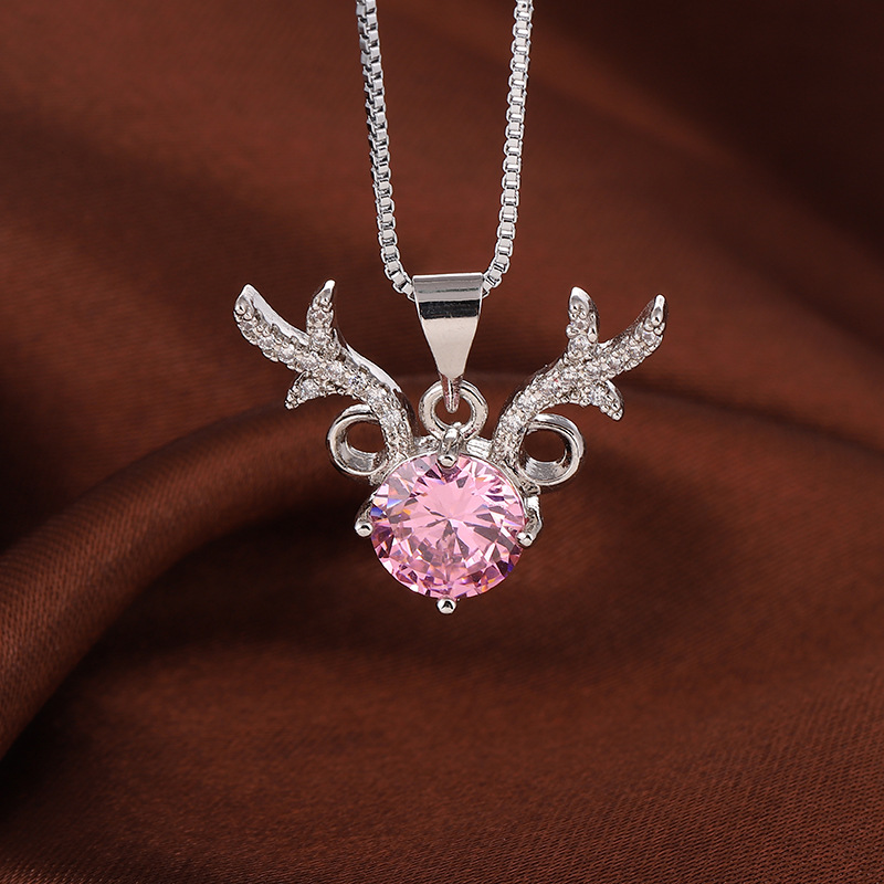 ins潮鹿角吊坠一鹿有你项链小众设计感轻奢锁骨