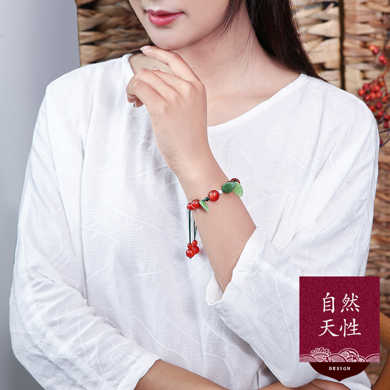 原创手工民族风复古手链清新玛瑙琉璃韩版简约个性百搭手饰手串女