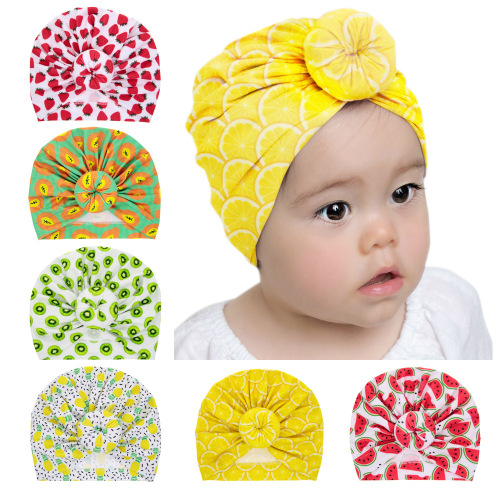 Foreign Trade Baby Baby Hat European and American Children‘s Fruit Pattern Pullover Hat Watermelon Ball India Beanie