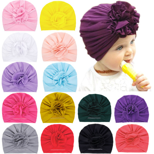 European and American Children‘s Hand-Made Flower Hat Newborn Baby Petal Tire Hat Boys and Girls Foreign Trade Pullover Hat Wholesale 