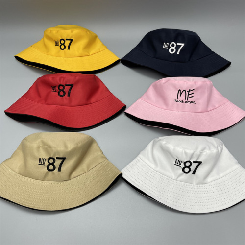 New Cross-Border Reversible Fisherman Hat UV Protection Sun Shade Bucket Hat Fashion Men and Women Letter Embroidery Sun Hat