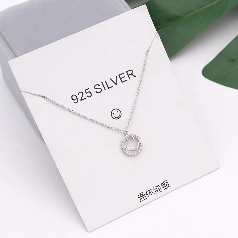 925银微笑项链女小锁骨带钻笑脸多层新款气质轻奢小众ins冷淡风