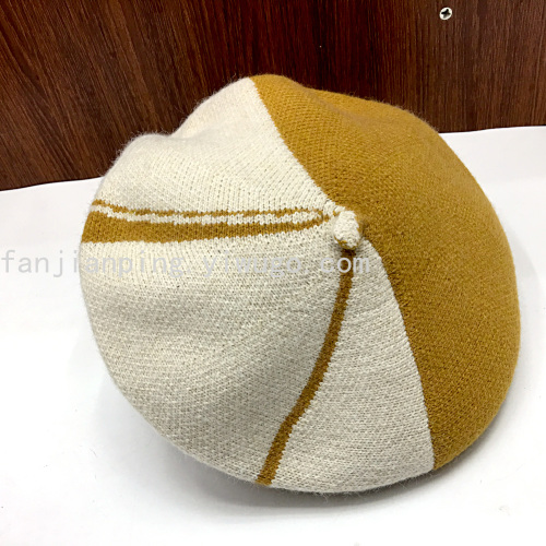 hot selling cashmere knitted jacquard knitted beret winter hat