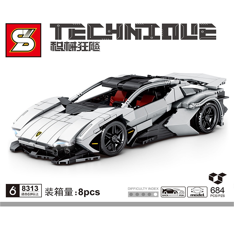 s牌sy8313名车赛车玩具车模型儿童益智早教拼装拼插积木玩具汽