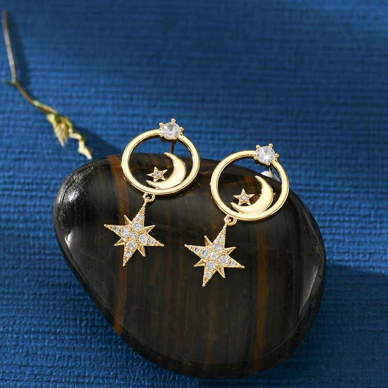 厂家直供耳钉月亮星星思念爱人吊坠一箭穿心蝴蝶金属简约韩版耳环