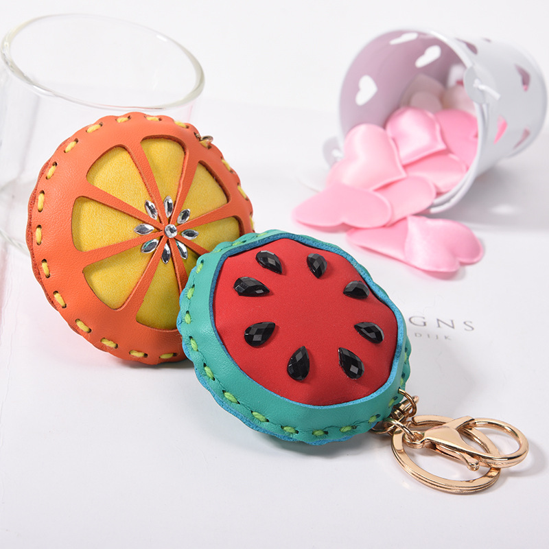 创意卡通软胶钥匙扣西瓜橙子手工钥匙扣 小清新可爱包包挂件批发