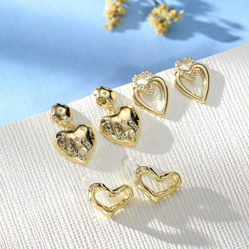 精美爱心金属饰品生日送家人恋人韩版耳钉晚会气质女神佩戴耳环女