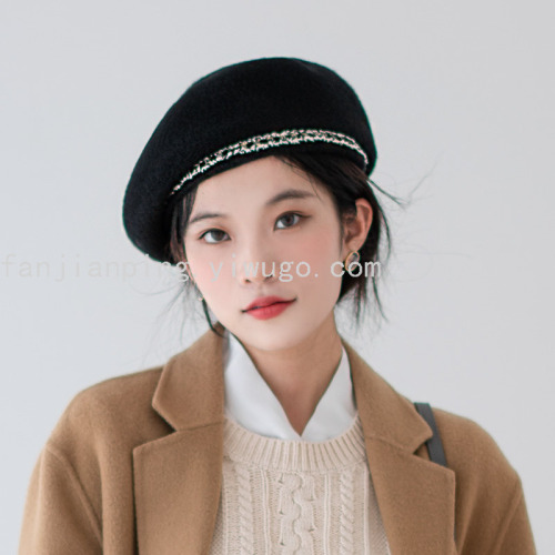 New Cashmere Beret Korean All-Match Women‘s Cap Fresh mori Style Painter Hat Artistic Hat 