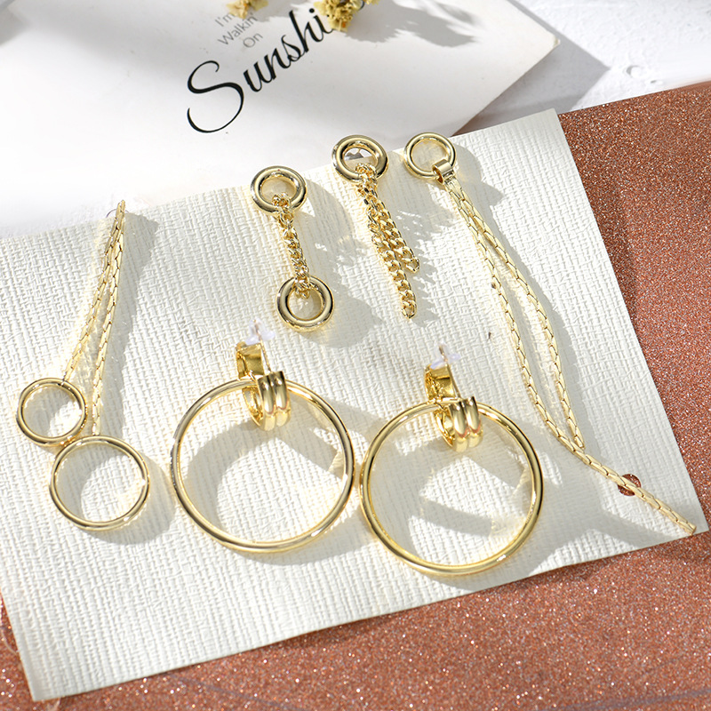 银针日韩国简约几何圆形耳环一字流苏长款显脸小耳饰耳坠厂家批发