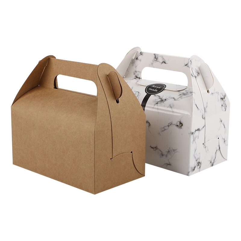 中号手提西点包装盒半卷蛋糕卷打包盒烘焙切块慕斯蛋糕盒 牛皮盒详情2