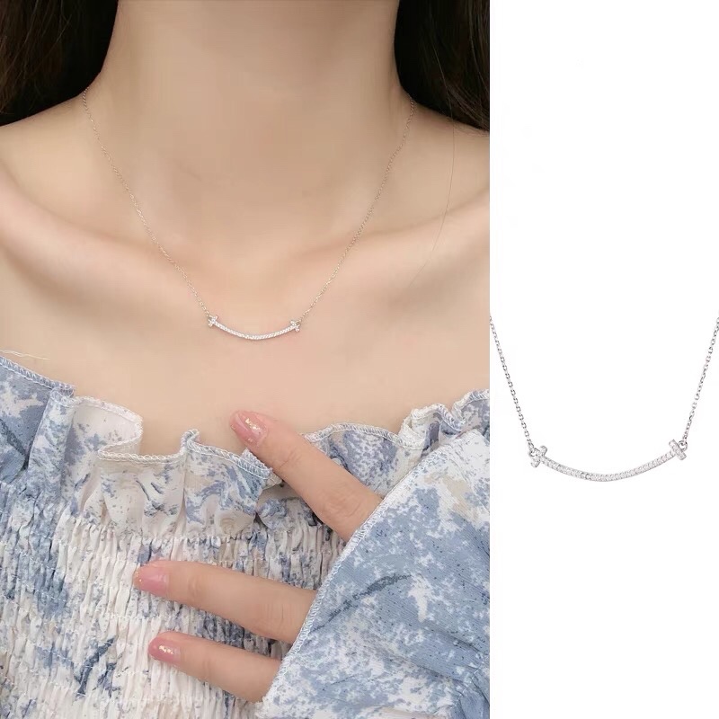 笑脸项链女仙气纯银小舍得宋佳同款小众设计感韩国微笑锁骨链女夏