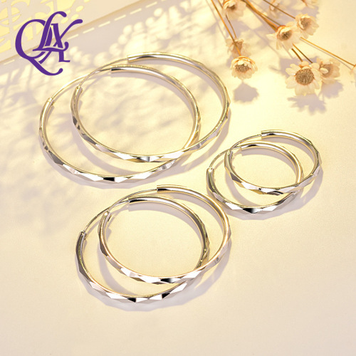 qiao lanxuan imitation silver women‘s european and american style big circle earrings women‘s fashion ear ring silver face repair ear jewelry anti-allergy