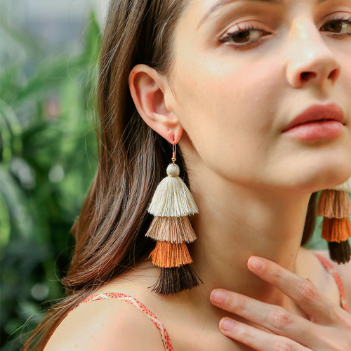 popular handmade tassel earrings for women european and american national style long earrings bohemian earrings ornament factory wholesale