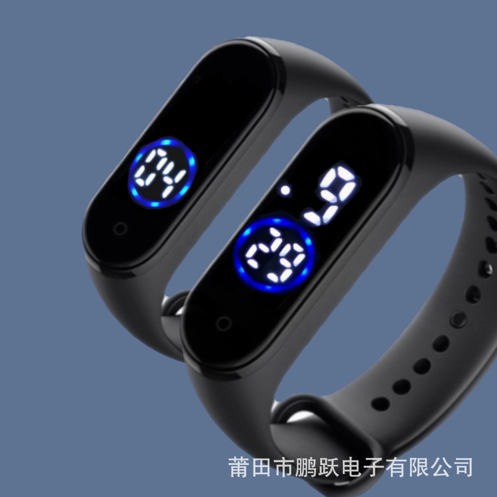 厂家直供运动手环 外贸学生M4代手环LED时尚触摸蓝白手表赠品批发