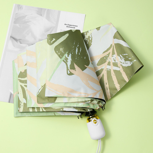 Sun Umbrel Women‘s Dual-Use Sun Protection Vinyl Umbrel Sun Umbrel Fresh Portable Tee Fold Five Folding Umbrel 