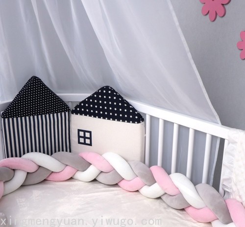 cross-border hot sale ins internet celebrity baby bed circumference hand-woven guardrail multiple three-strand pp cotton knotted strips 2-3 m