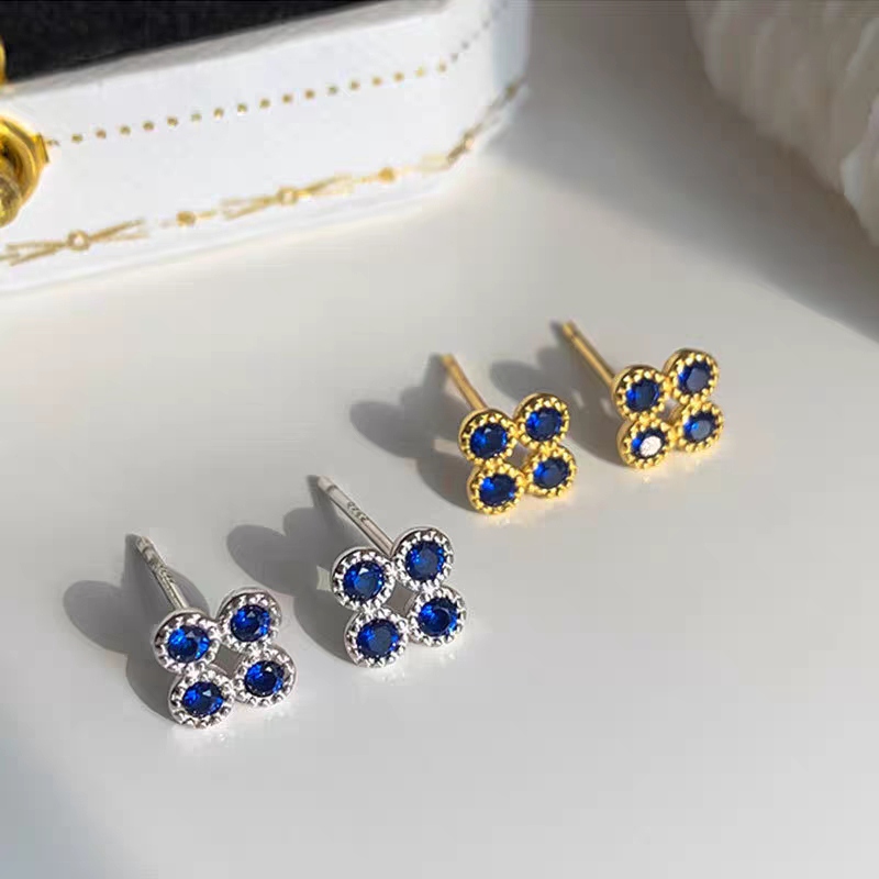 S925纯银花朵耳钉女2021年新款潮时尚简约小清新耳环森系小巧耳饰