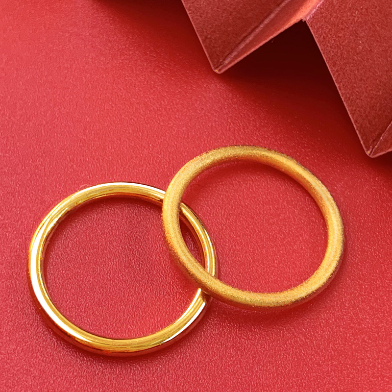 沙金戒指女传承三生三世素圈光面细指环仿黄金色999镀金批发厂家