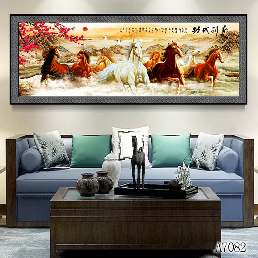 马系列油画装饰画布画相框壁画客厅卧室壁画餐厅壁画玄关组合画