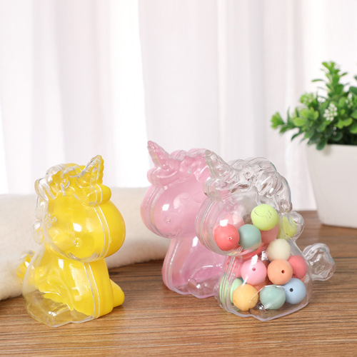 European Creative Candy Box Transparent PS Plastic Unicorn Wedding Candies Box Children‘s Small Toys Wedding Supplies wholesale 