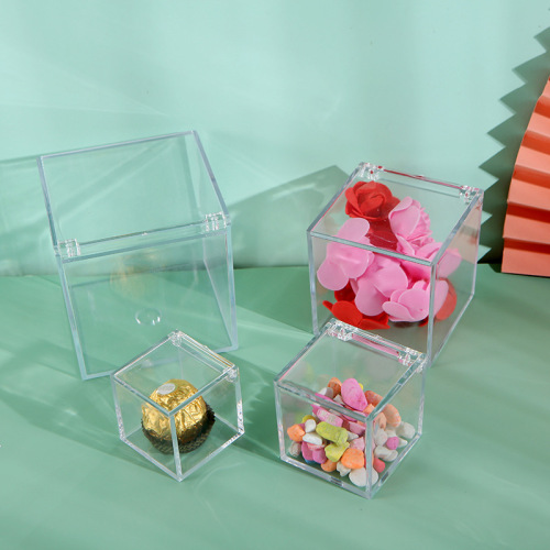 Acrylic Flip Box Biscuits Chocolate Transparent Box Candy Gift Storage Box Wedding Candy packing Box 