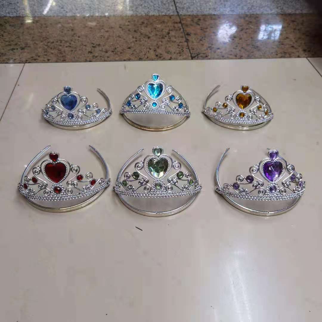 国王皇冠帽子带架子可活动装扮塑料皇冠权杖生日公主生日帽发箍