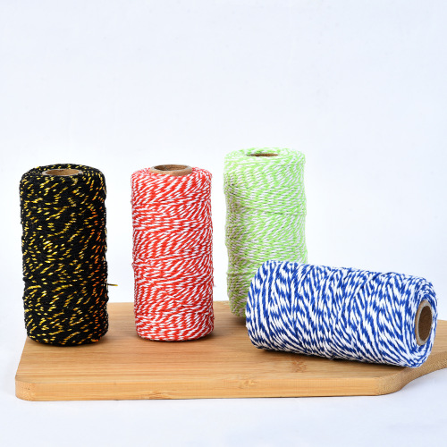 Color 2mm Coarse Cotton Rope Bag Zongzi Line 2mm Double Color Rope Braided Craft Double Color Thread Tapestry Decorative Cotton Line 