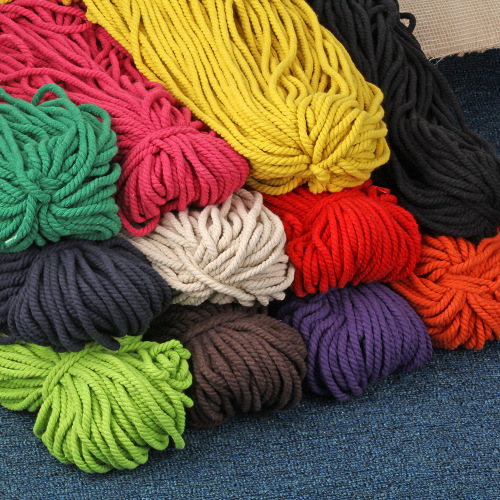 stock supply 5mm thick color three-strand cotton rope 5mm color rope diy braided rope cotton thread binding rope