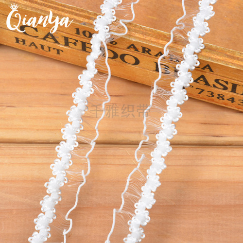 single-side mesh single row crown fish silk diy handmade ornament ribbon lace elastic band factory direct supply