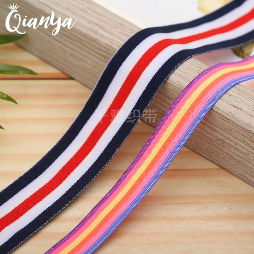 cm2.5cm Color Band Navy Blue White Red colorful Elastic Ribbon Elastic Ribbon Color Elastic Band Factory Spot Can Be Customized 