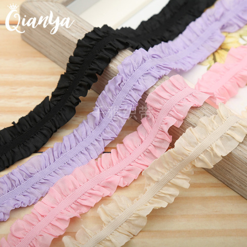 2.5cm double-sided cloth fungus bright elastic band diy handmade ribbon lace children‘s barrettes toy doll socks