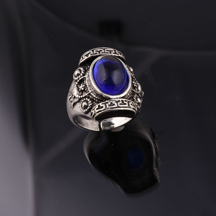 男士合金镶嵌戒指 开口可调节指环尾戒孟宇饰品