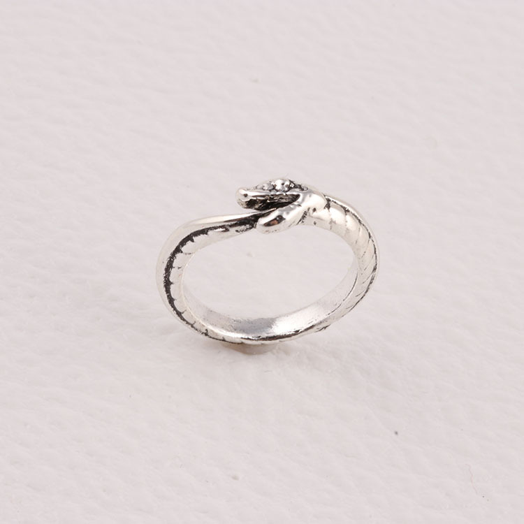 男士个性小蛇咬尾合金戒指潮人时尚女简约学生指环潮