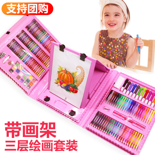 source factory 208pc painting gift box learning stationery gift art supplies children‘s brush watercolor pen set